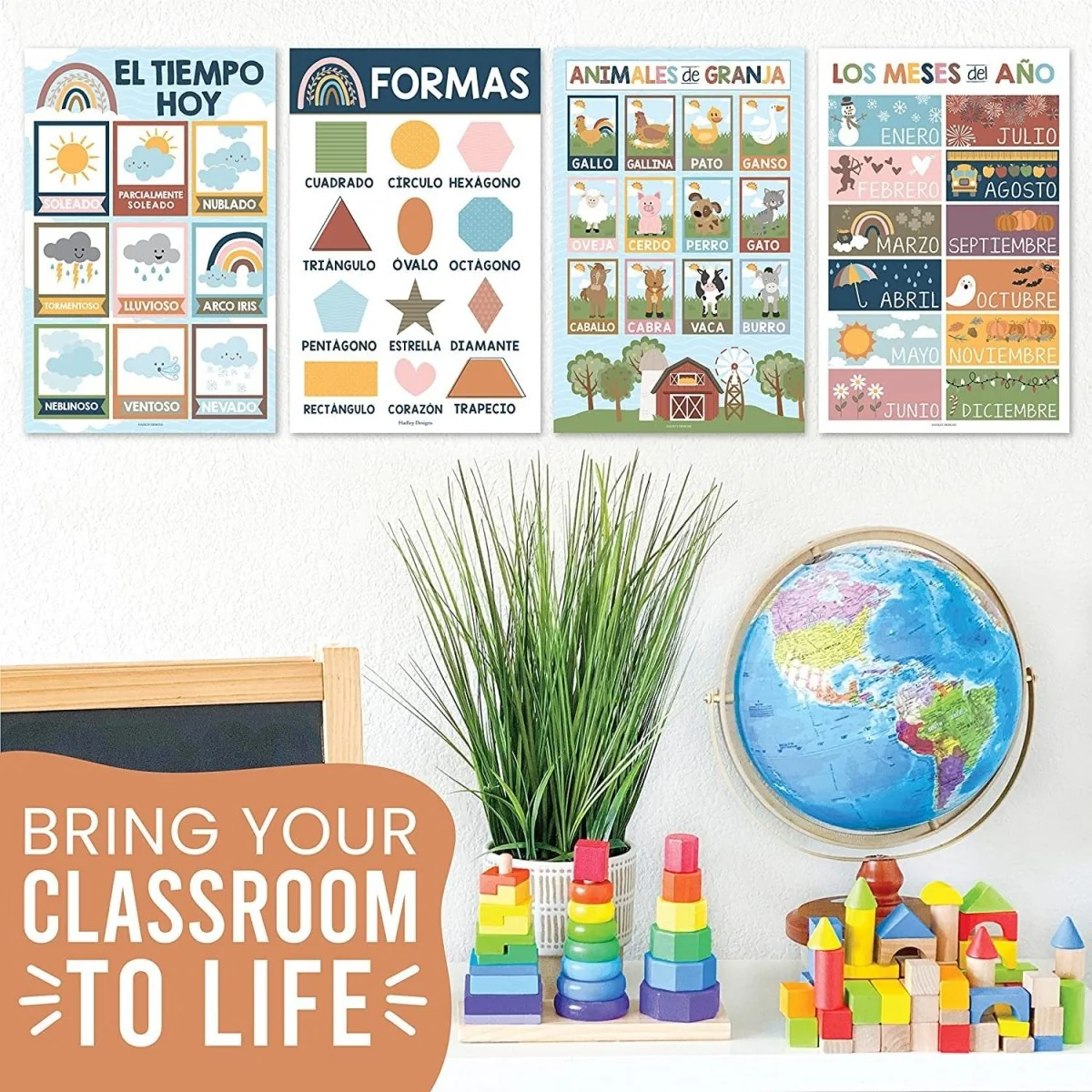 Spanish Pre-K Kit: Boho 12 Poster Pack - Image 4
